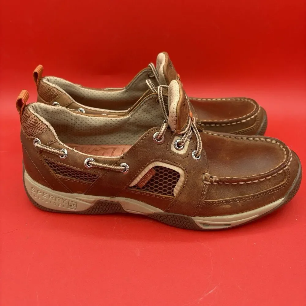 Sperry Men's Top-Sider Sea Kite Sport Moc Brown Leather Size 8.5